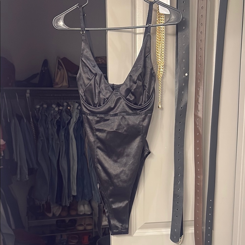 Black Satin Bodysuit